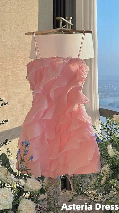 Lilac Chiffon Ruffle Homecoming Dresses Summer Outfits