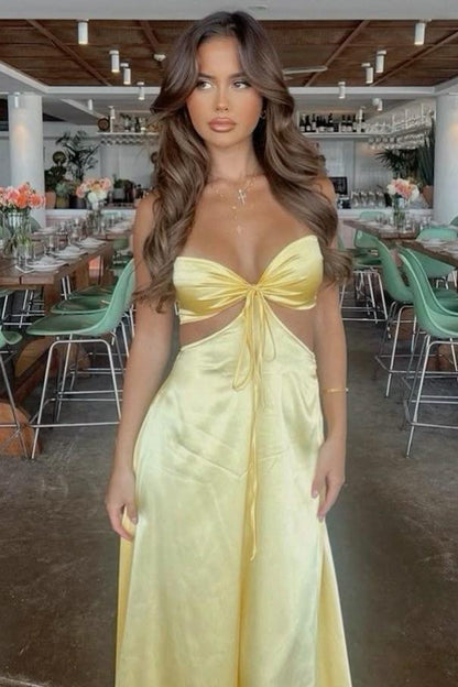 Sexy Pink Sweetheart Cutouts Long Party Dress