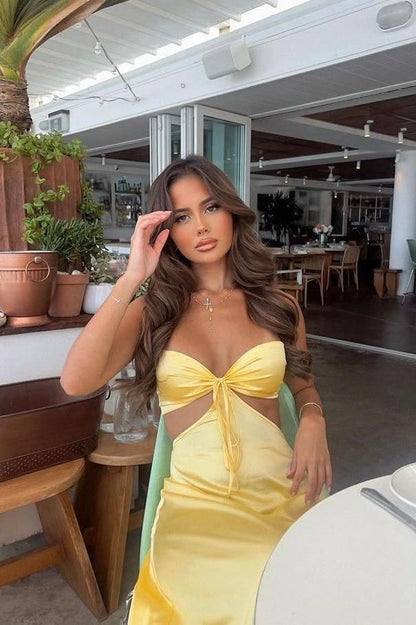 Sexy Pink Sweetheart Cutouts Long Party Dress