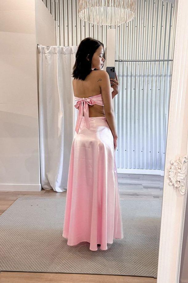 Sexy Pink Sweetheart Cutouts Long Party Dress