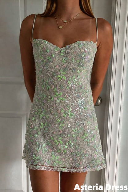 Summer Floral Spaghetti Straps Mini Homecoming Dress For Teen