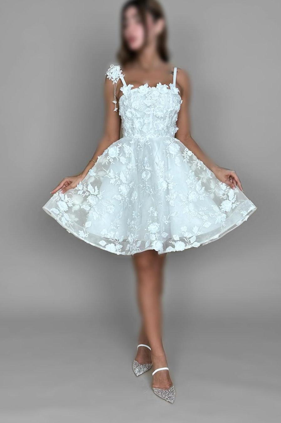 Charmingtti Strap Sleeveless Flower Prom Dress With Appliques