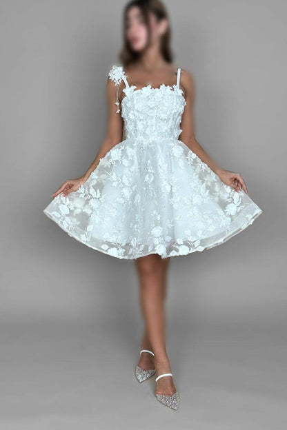 Charmingtti Strap Sleeveless Flower Prom Dress With Appliques