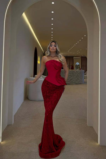 Glamorous Blue Strapless Prom Dress Sleeveless Slimming with Beaded WQ0440