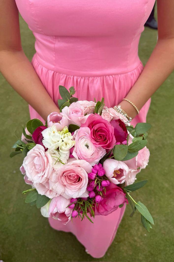 Simply Pink Strapless A-line Long Party Dress