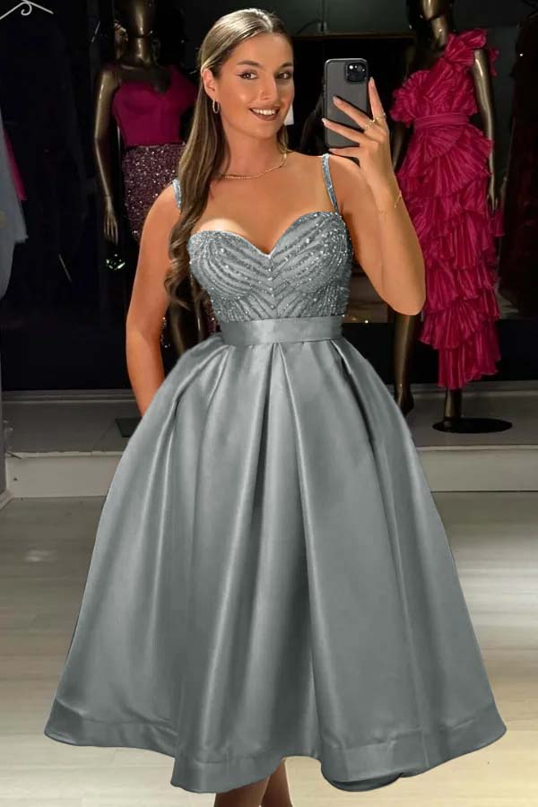Baby Bluetti Strap Sweetheart Prom Dress A-Line with Sequins