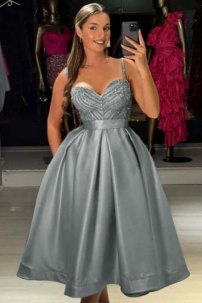Baby Bluetti Strap Sweetheart Prom Dress A-Line with Sequins