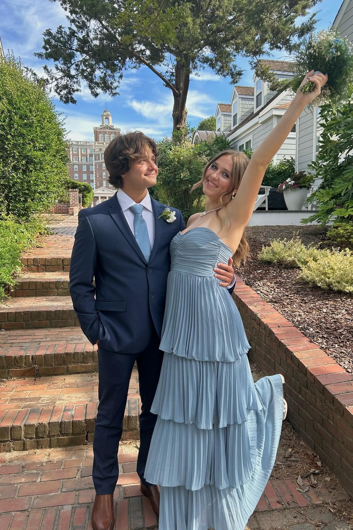 Strapless Pink Chiffon Pleated Tiered Maxi Dress