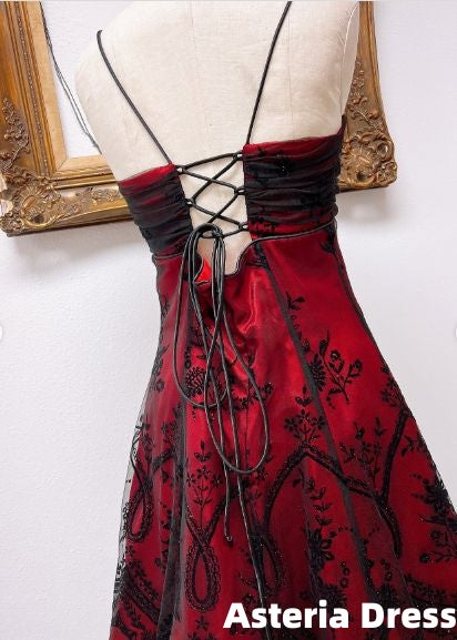 2000‘S Vintage Black Lace A-Line Homecoming Dress