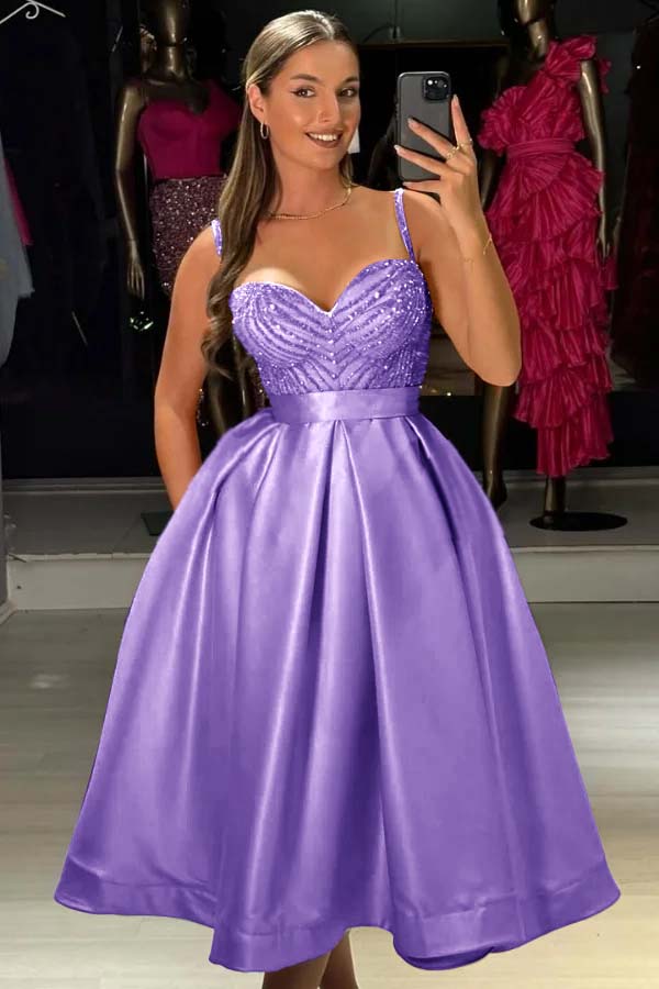 Baby Bluetti Strap Sweetheart Prom Dress A-Line with Sequins