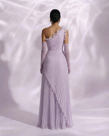 Chic Lilac One Shoulder Prom Dress Sleeveless Pleated withes