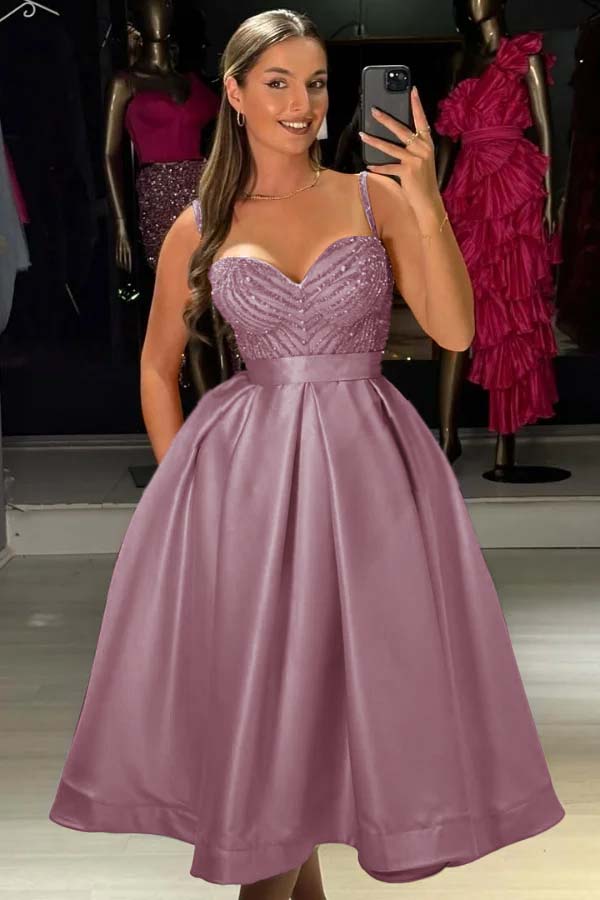Baby Bluetti Strap Sweetheart Prom Dress A-Line with Sequins