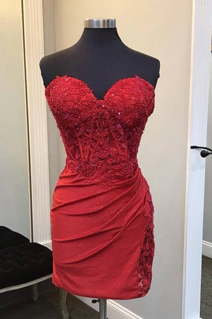 Ruby Strapless Applique Beaded Bodycon Homecoming Dress, AST1161