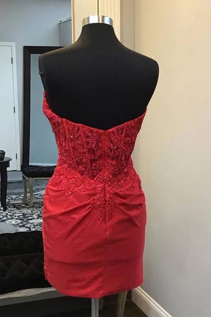 Ruby Strapless Applique Beaded Bodycon Homecoming Dress, AST1161