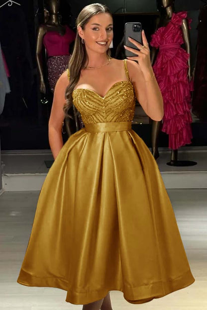 Baby Bluetti Strap Sweetheart Prom Dress A-Line with Sequins