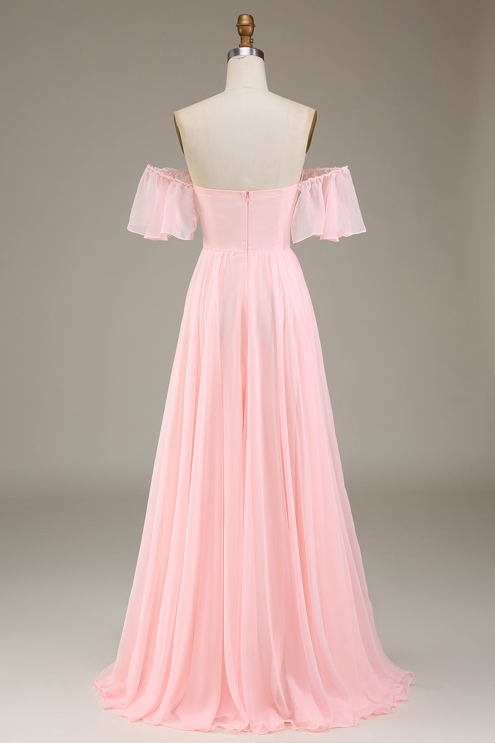 Dazzling Blush Pink Off-the-shoulder Comfortable Flowy Prom Dress