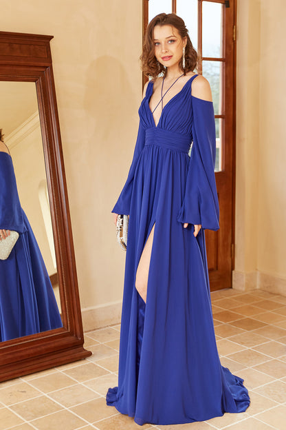 Stunning Bluetti Strap Long Sleeve Comfortable Prom Dress