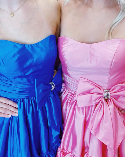 A-Line Bowknot Sleeveless Homecoming Dresses, AST1409