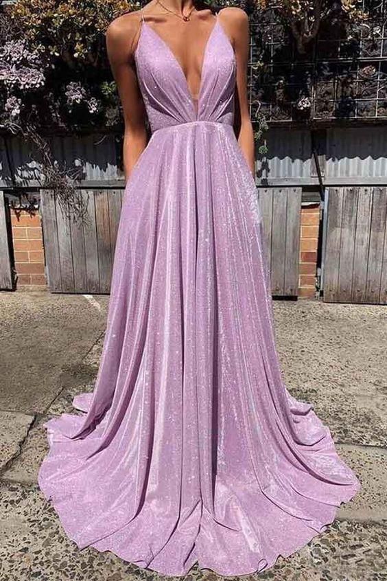 Long Prom Dress, Lilac Backless Popular Evening Dress ,Fashion Wedding Party Dress
