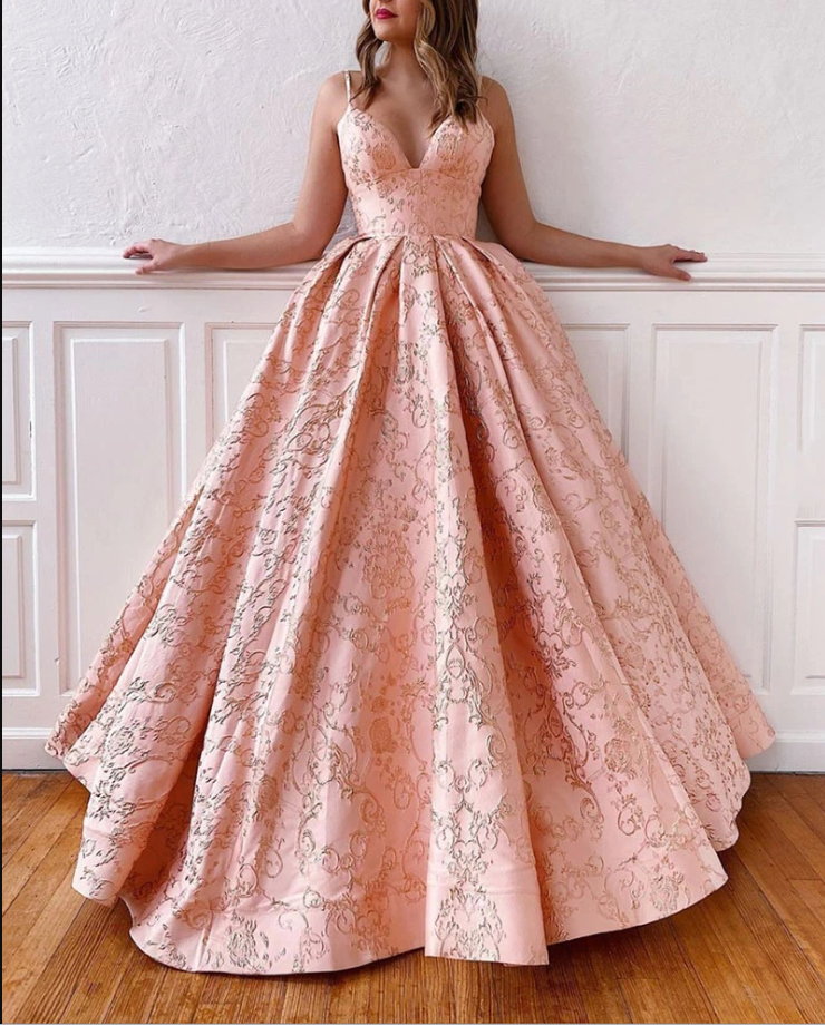 Pink A-Line Long Prom Gown - Elegant Formal Evening Dress