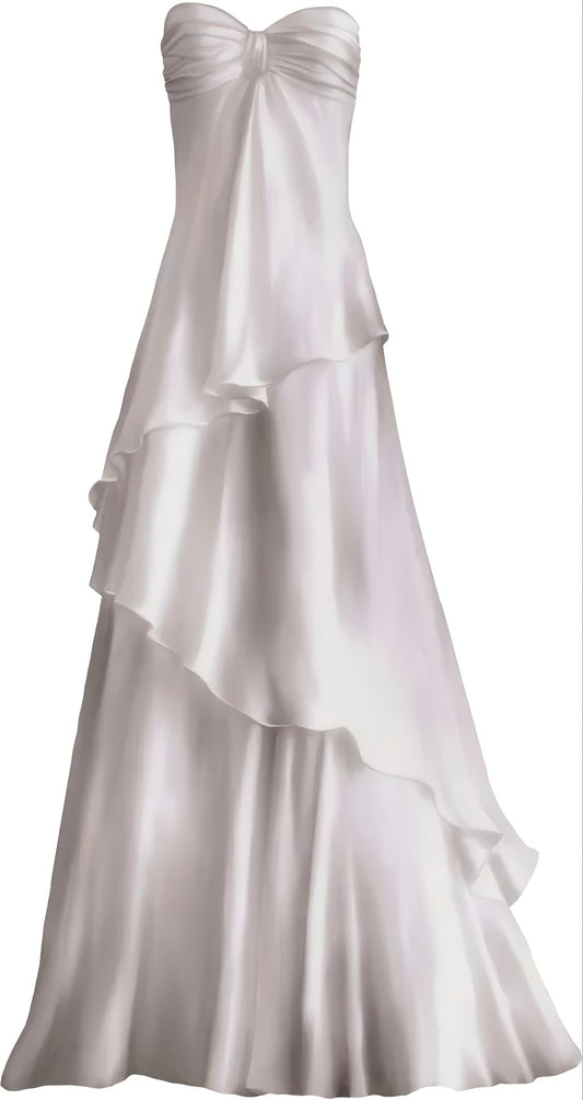 White Sweetheart Chiffon Long Prom Dress - A-Line Floor Length Evening Gown