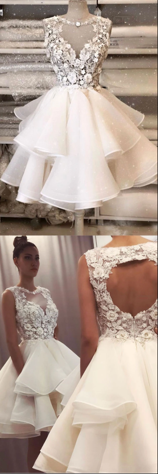 White tulle lace short prom dress white tulle lace homecoming dress
