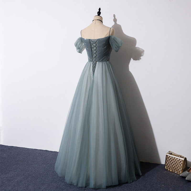 Elegant Tulle A-Line Long Prom Dress - Sweetheart Evening Gown