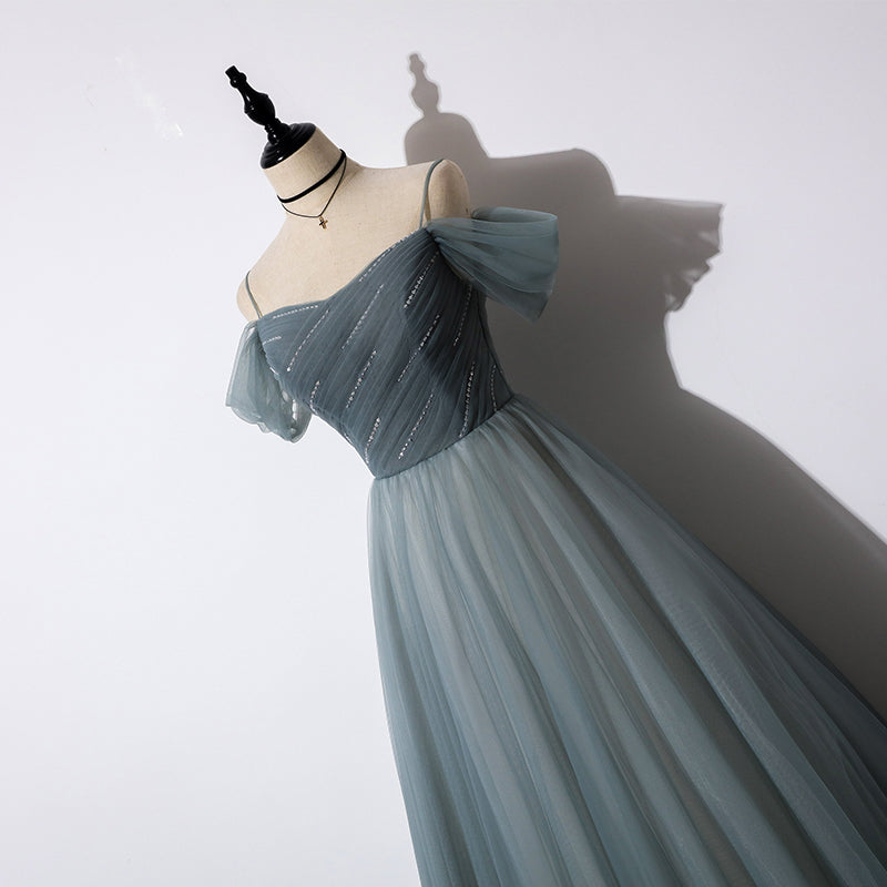 Elegant Tulle A-Line Long Prom Dress - Sweetheart Evening Gown