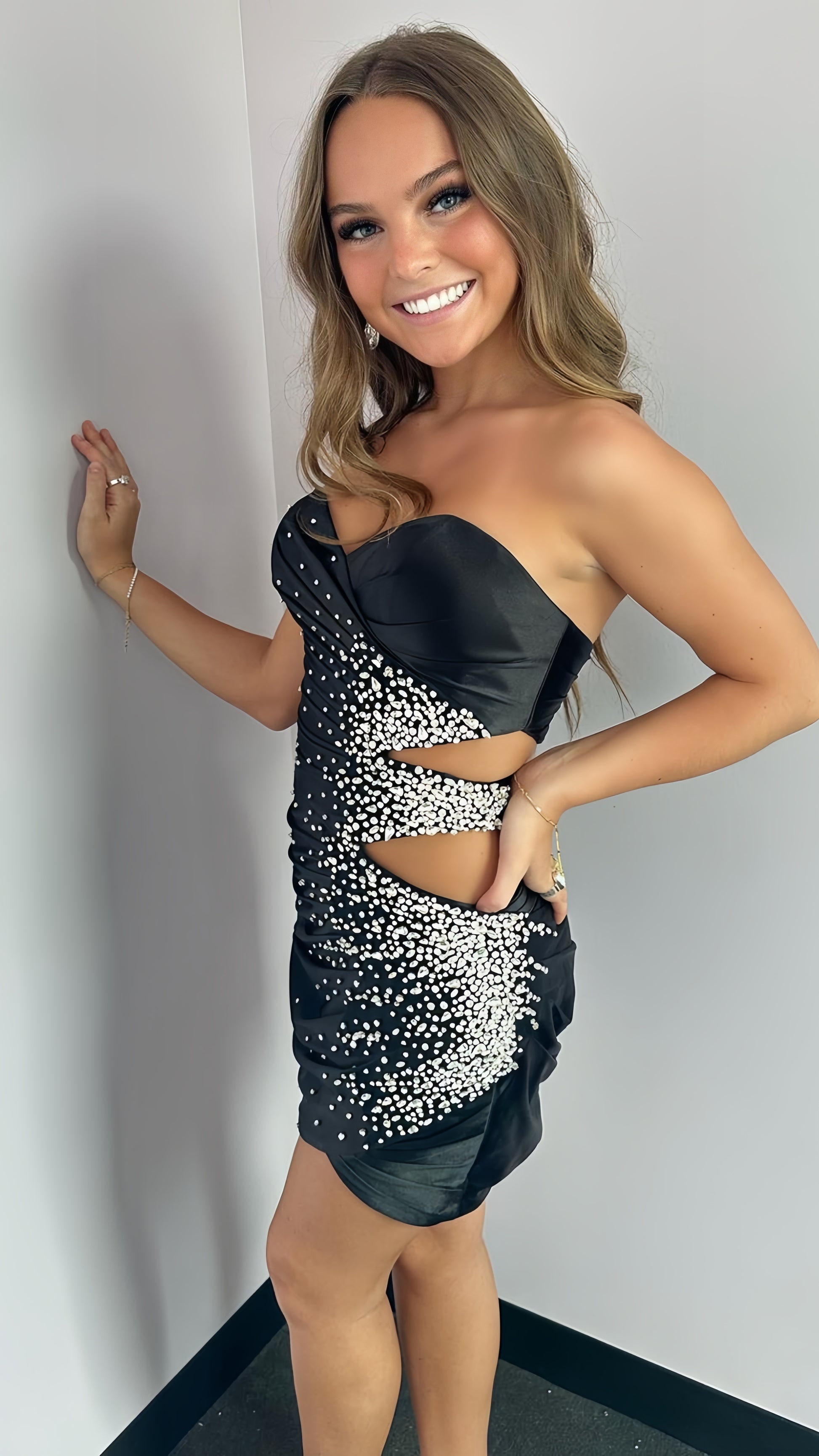 Black Pearl Beaded Homecoming Dresses, AST1431 – Asteria