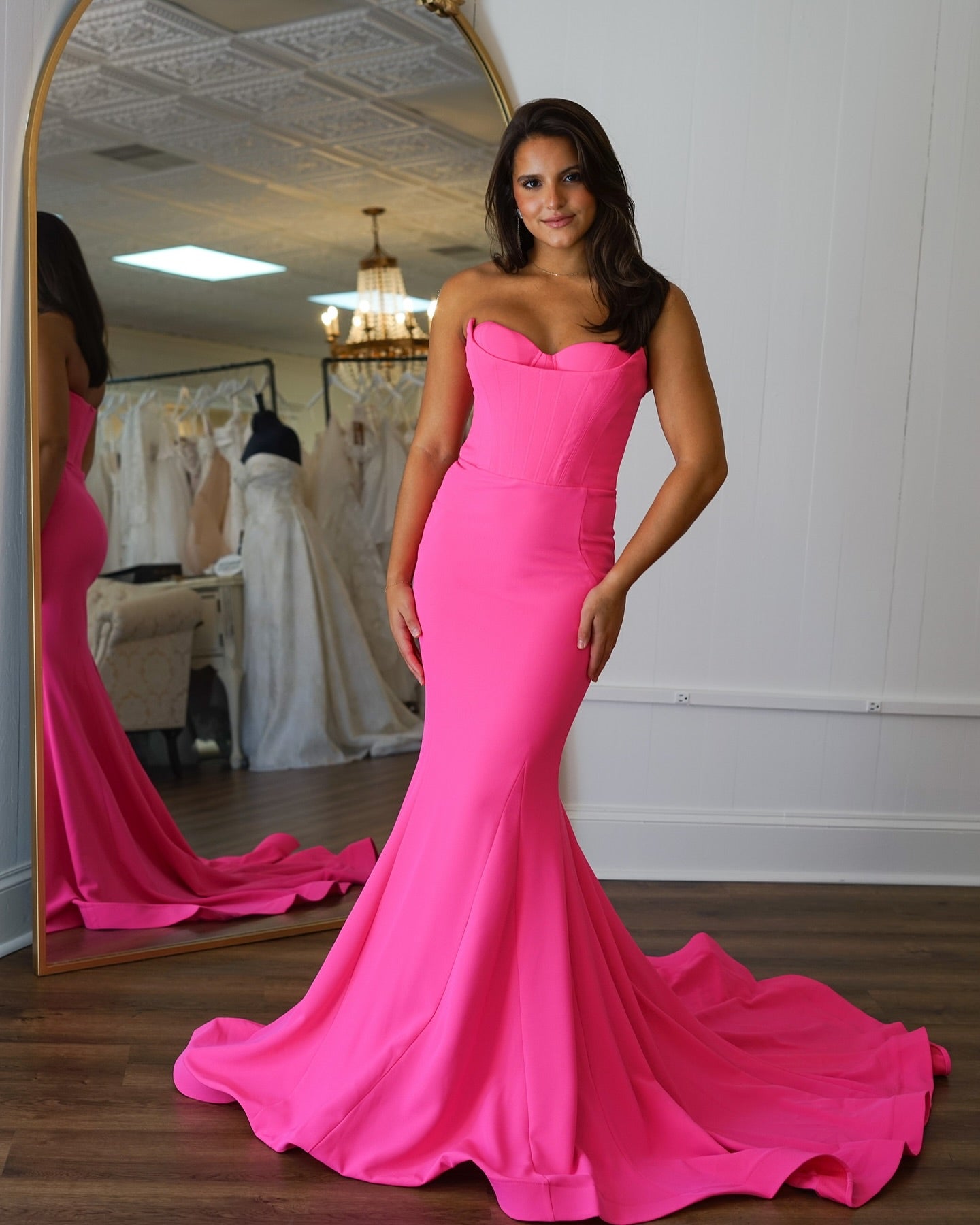 Black/Pink Mermaid Satin Long Prom Dress, AST1507