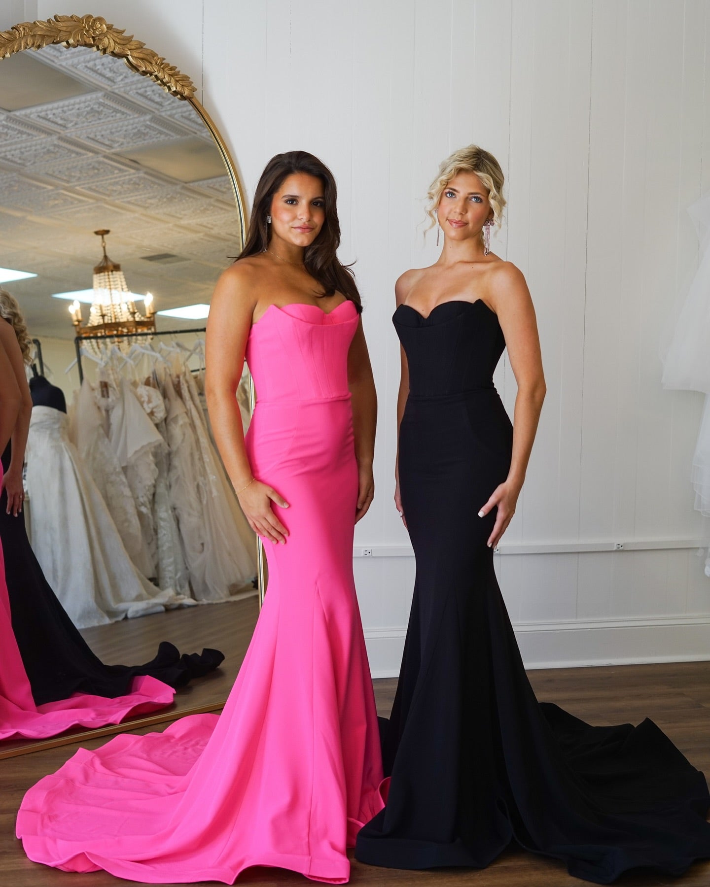 Black/Pink Mermaid Satin Long Prom Dress, AST1507