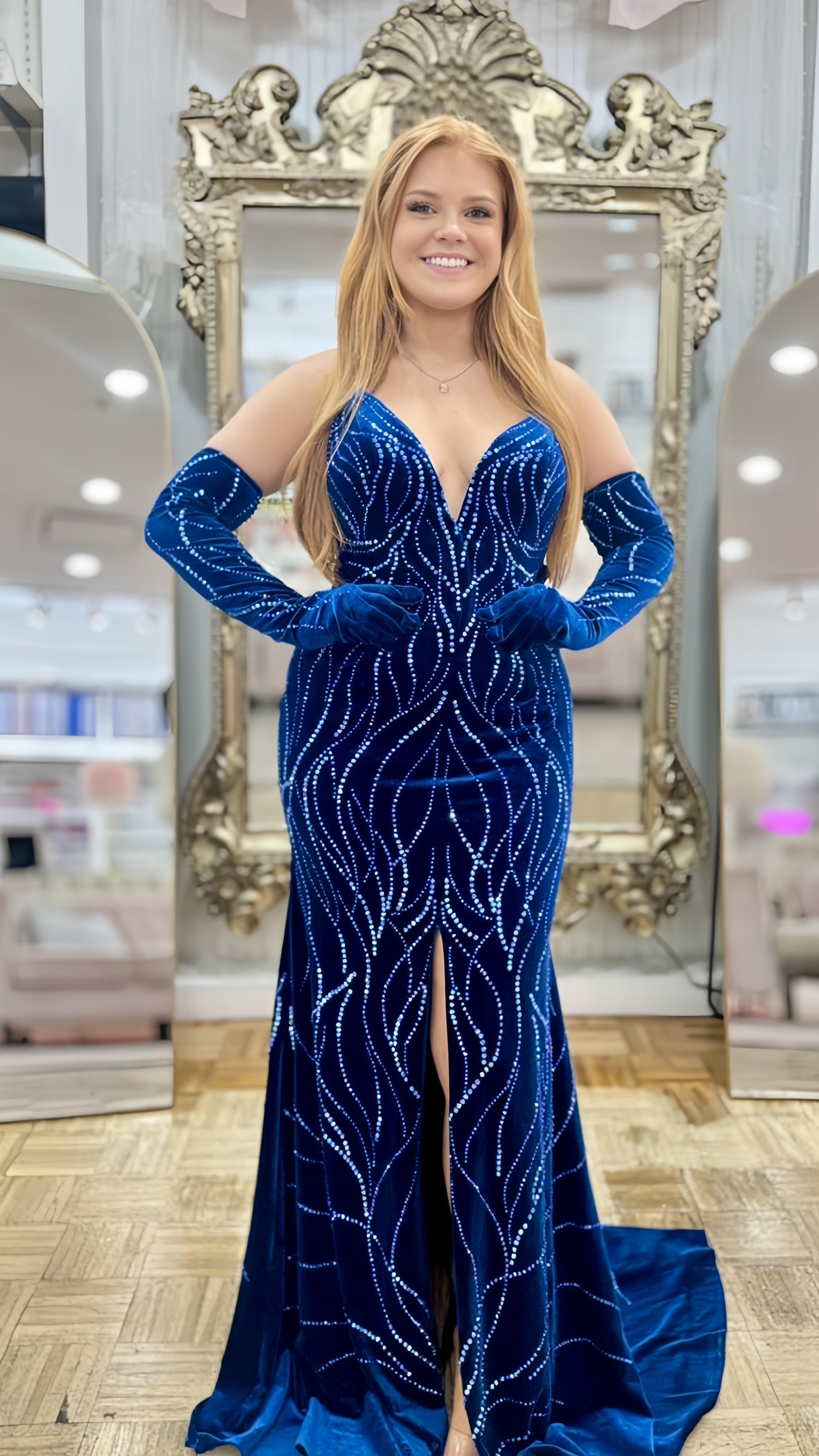 Blue Mermaid Long Formal Prom Dresses, AST1542 – Asteria