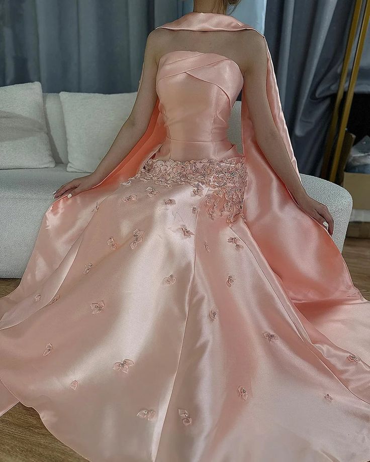 Blush Pink Floral Mermaid Satin Prom Dresses Long Party Dress,AST2158