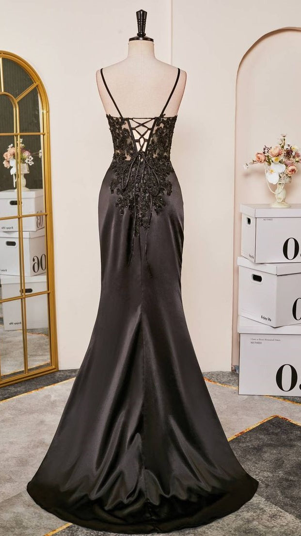 Burgundy Mermaid Appliques Long Prom Dresses Spaghetti Straps Evening Party Dress With Slit,AST2102