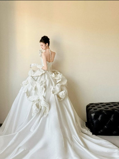 Timeless Ball Gown Strapless Satin  With Gloves Long Wedding Dresses