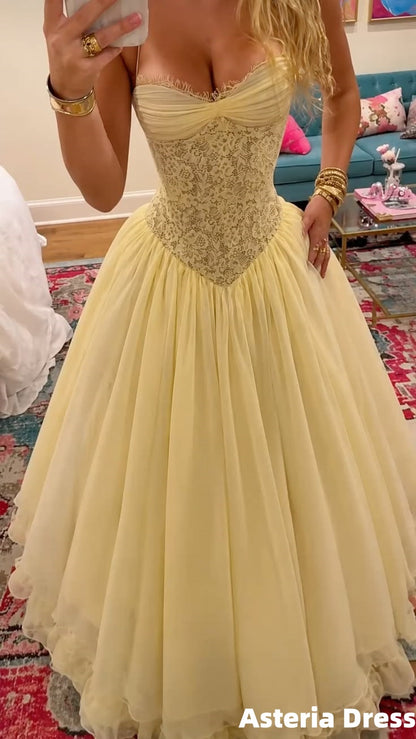 Charming Halter Lace Chiffon Pink/Yellow Long Formal Prom Dress