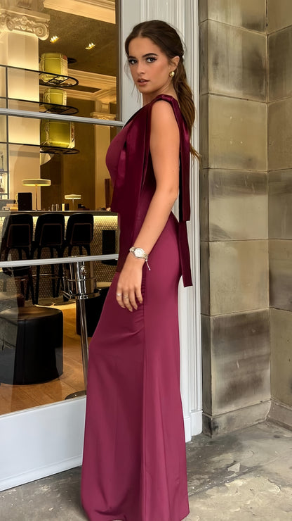 Charming One Shoulder Maroon Mermaid Long Evening Prom Dresses, AST1479