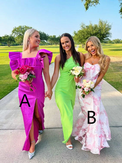 Charming Pink Floral Mermaid Prom Dresses Senior Girls Pretty Party Dress,AST2307