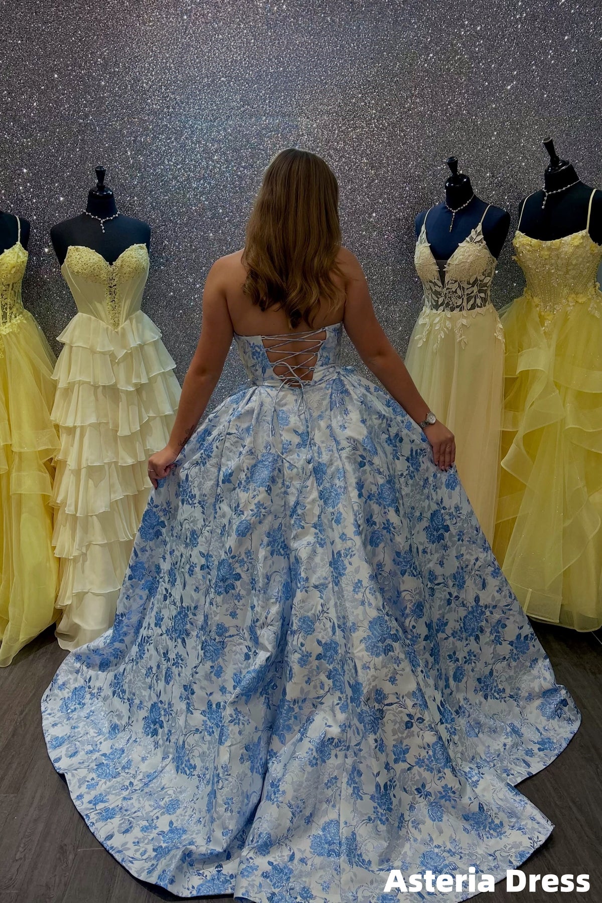 Charming Sweetheart Floral A-Line Prom Ball Gown, Evening Party Dress