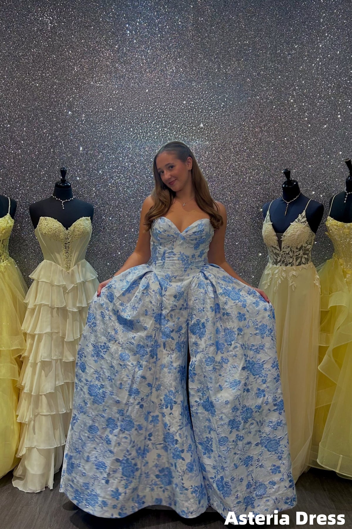 Charming Sweetheart Floral A-Line Prom Ball Gown, Evening Party Dress