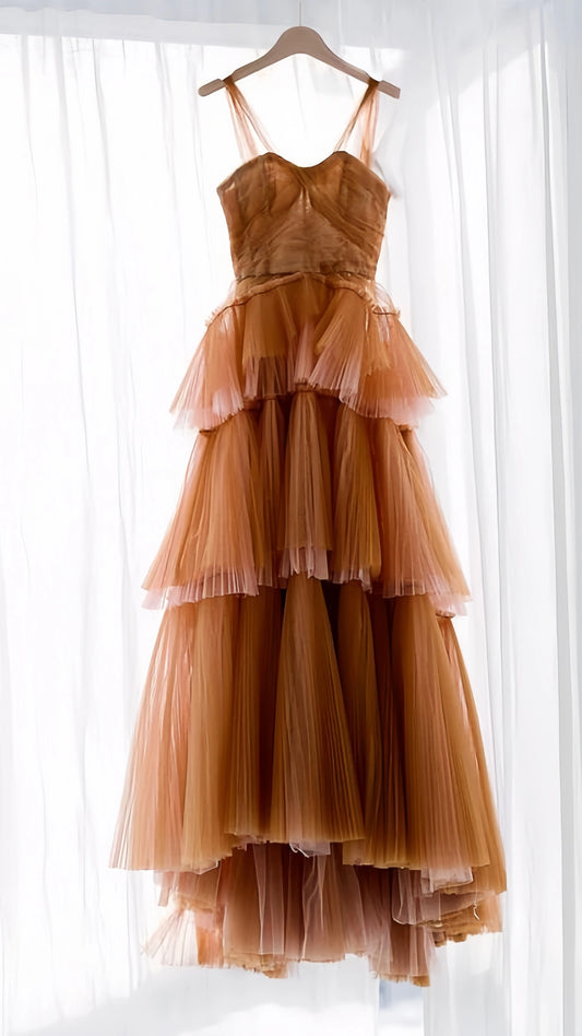 Charming Tulle Ruffle Prom Dresses Full Length Birthday Party Gown,AST2262
