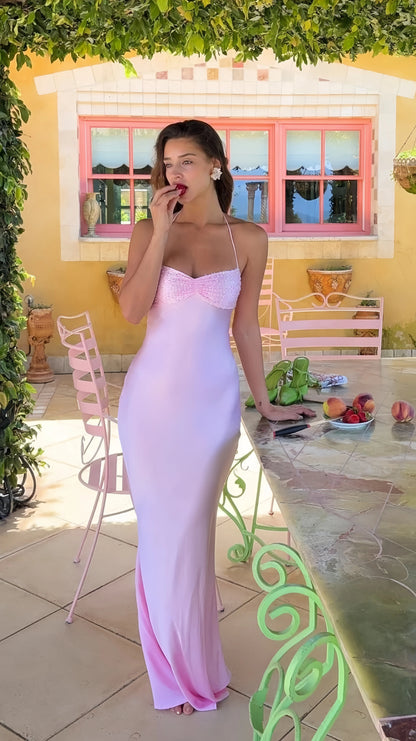 Chill Sheath Halter Satin Prom Dresses Sleeveless Evening Party Dress,AST2296