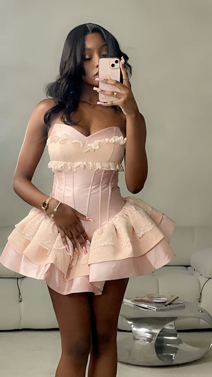 Classy Pink Lace Princess Party Dress Birthday Sweetheart 8th Grade Homecoming Dress,AST1958