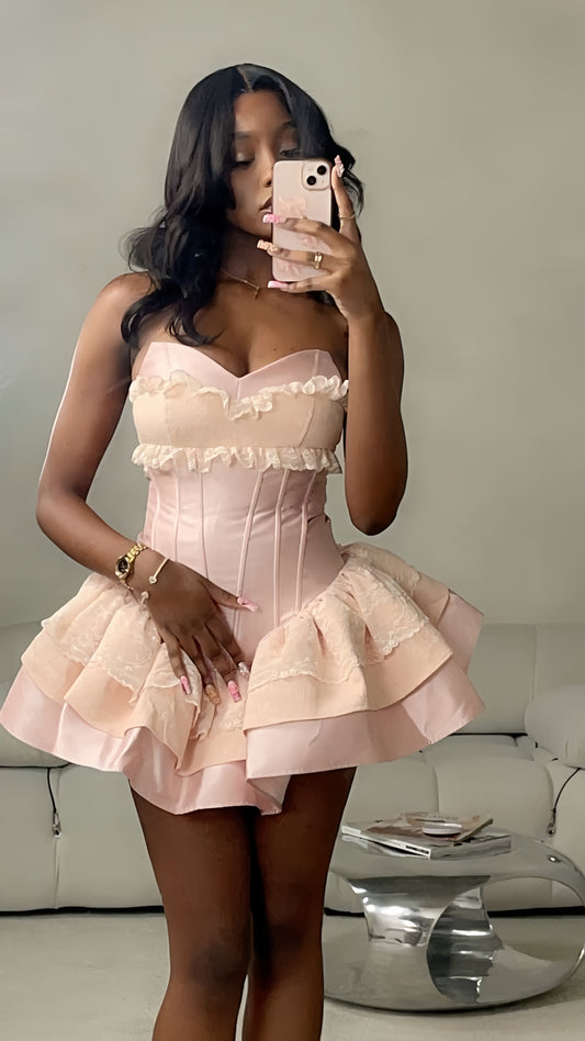 Classy Pink Lace Princess Party Dress Birthday Sweetheart 8th Grade Homecoming Dress,AST1958
