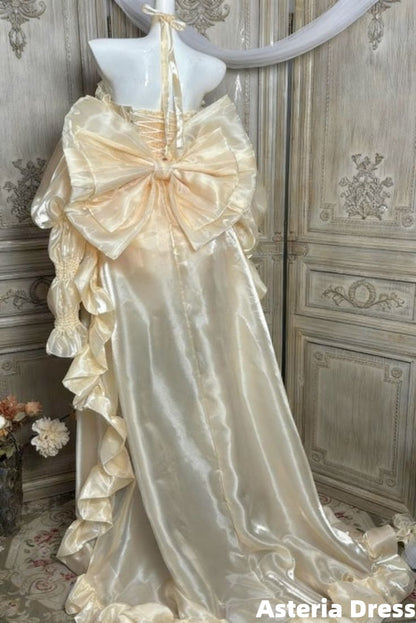 Cream Yellow Y2k Party Dresses Ruffles Hi-Lo Homecoming Dress
