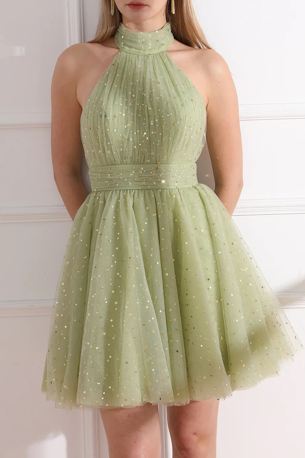 Cute Halter Tulle Short Prom Homecoming Dresses, AST1047