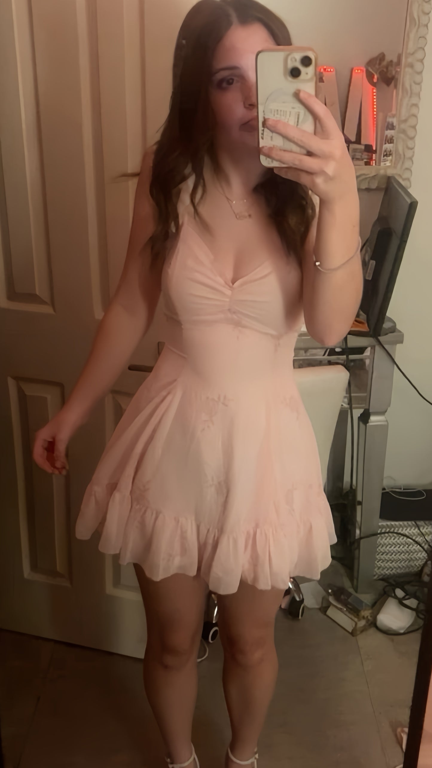Cute Pink Chiffon Homecoming Dresses Tight Party Outfits,AST2015