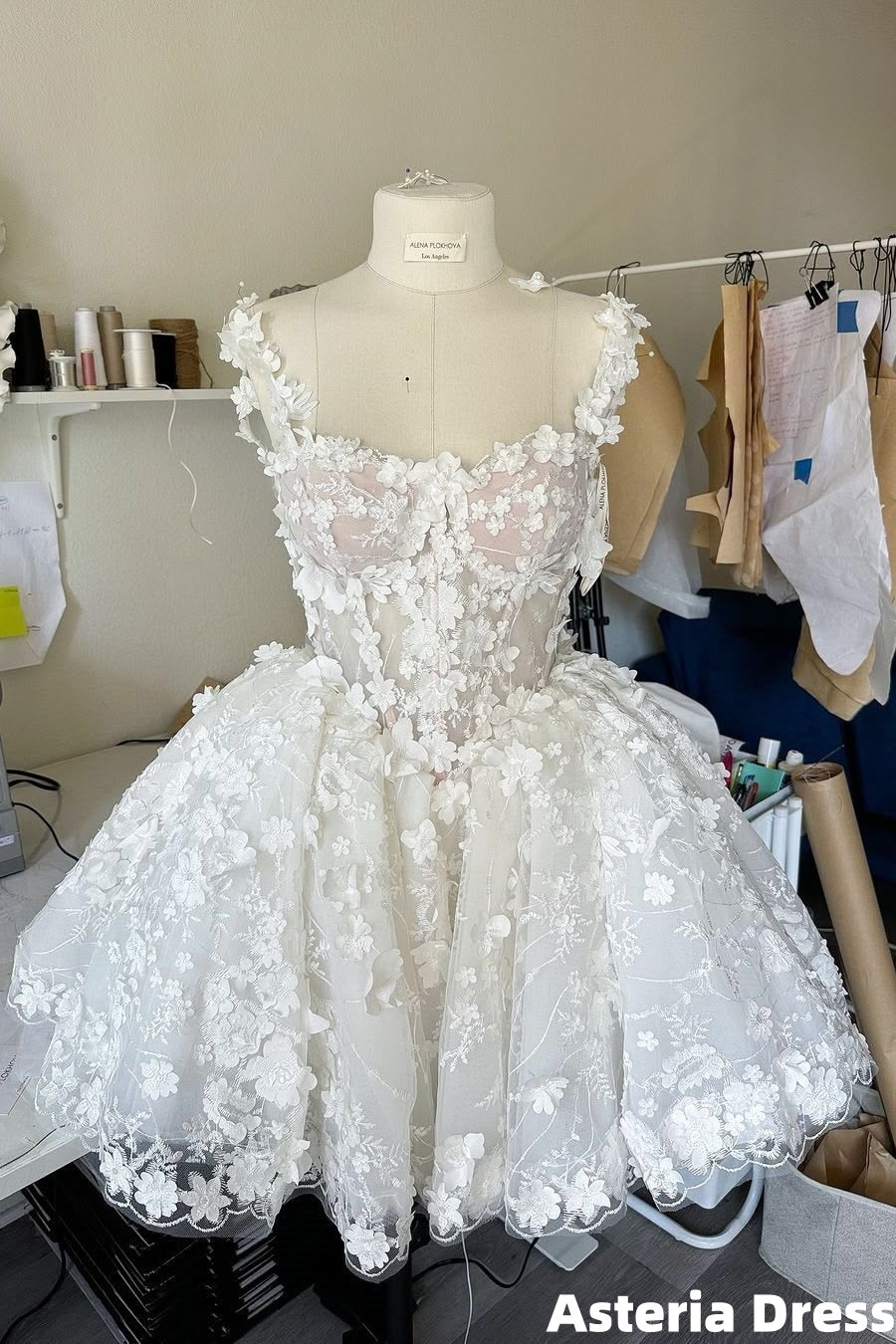 Cute White 3D Floral Homecoming Dress Short Birthday Party Dresses