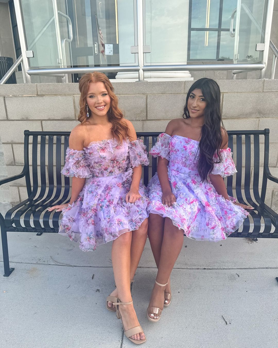 Cute Floral Chiffon Homecoming Dresses , AST1361