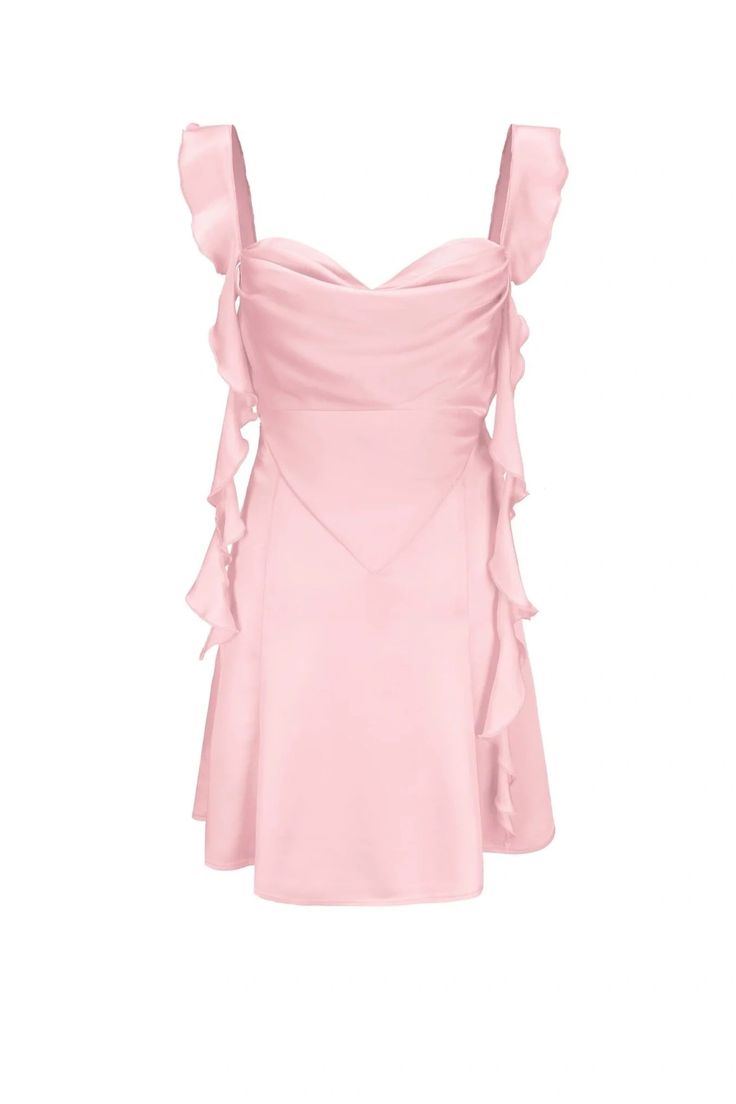 Cute Pink Ruffle Homecoming Dresses Satin Mini Hoco Dress Back To School,AST2066